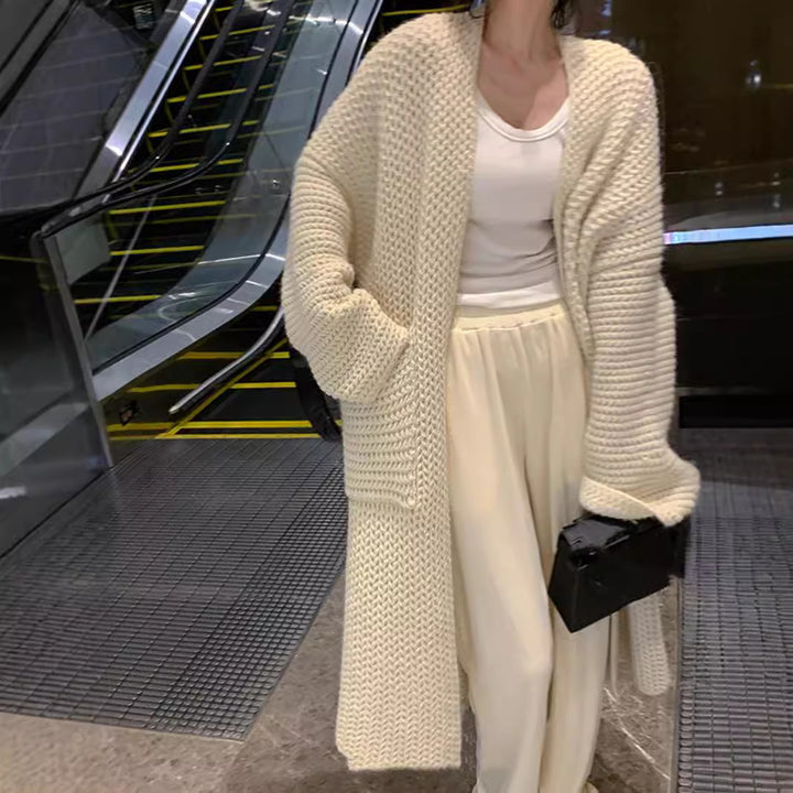 Damen Grobstrick-Cardigan mit offenen Taschen und lässiger Passform Drune