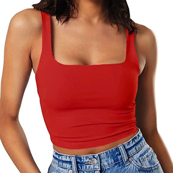 Damen Crop-Top mit quadratischem Ausschnitt und schmalem Schnitt Drune