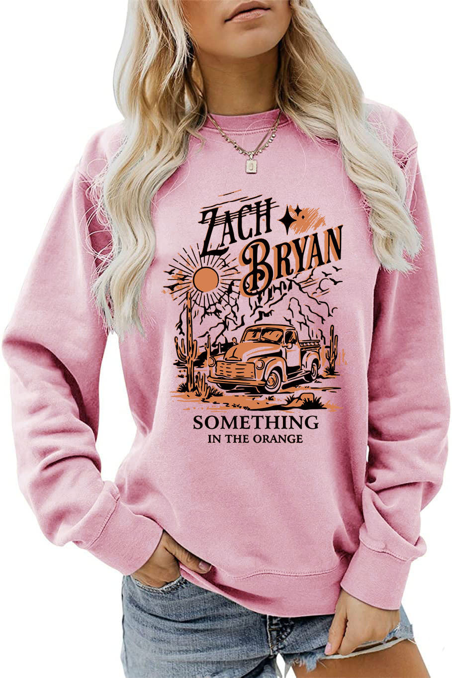 Damen Sweatshirt mit inspirierendem Vintage-Truck-Design Drune