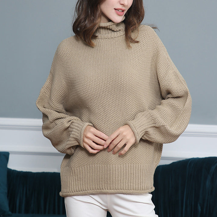 Damen Grobstrickpullover mit Rollkragen und luftiger Schnittgestaltung Drune