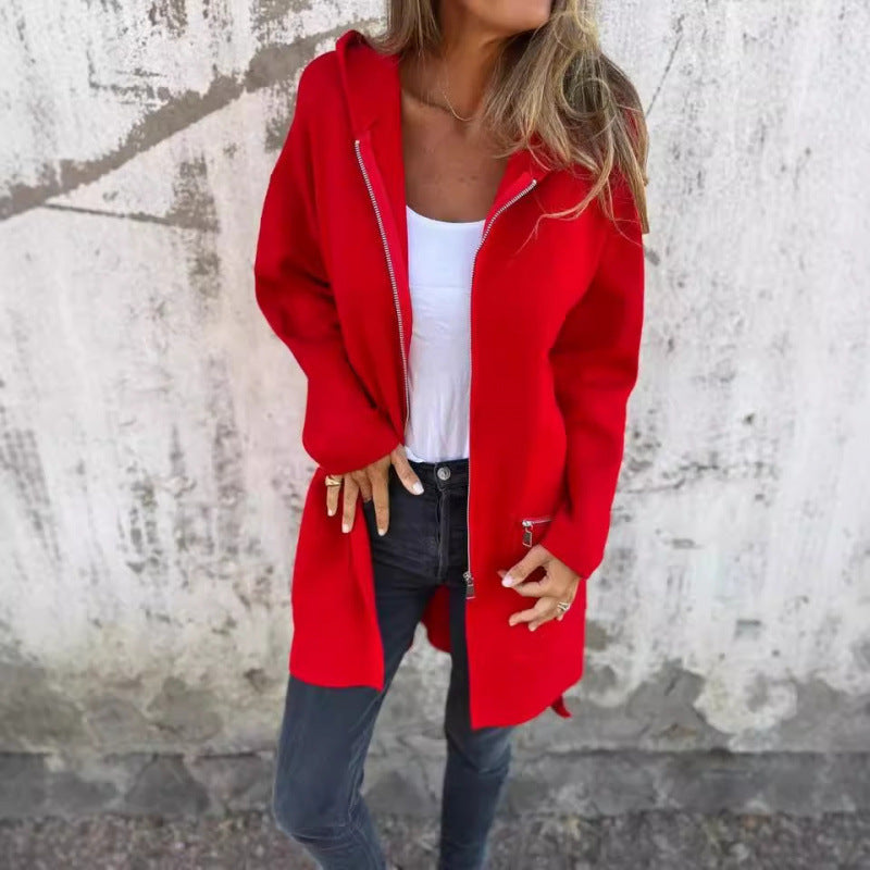 Damen eleganter Jacke mit Reißverschluss und Taschen Drune
