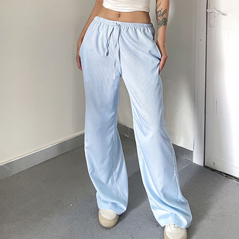 Damen entspannte Baumwoll-Hose mit leichtem Streifenmuster Drune