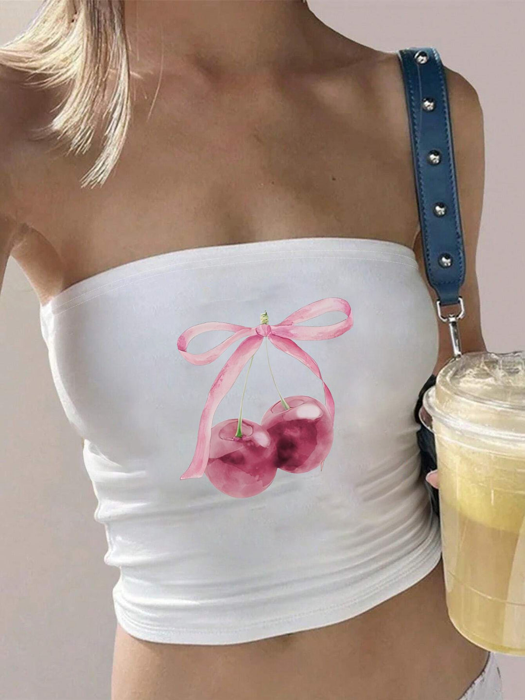 Damen Bandeau-Top mit auffälligem Statement-Aufdruck Drune