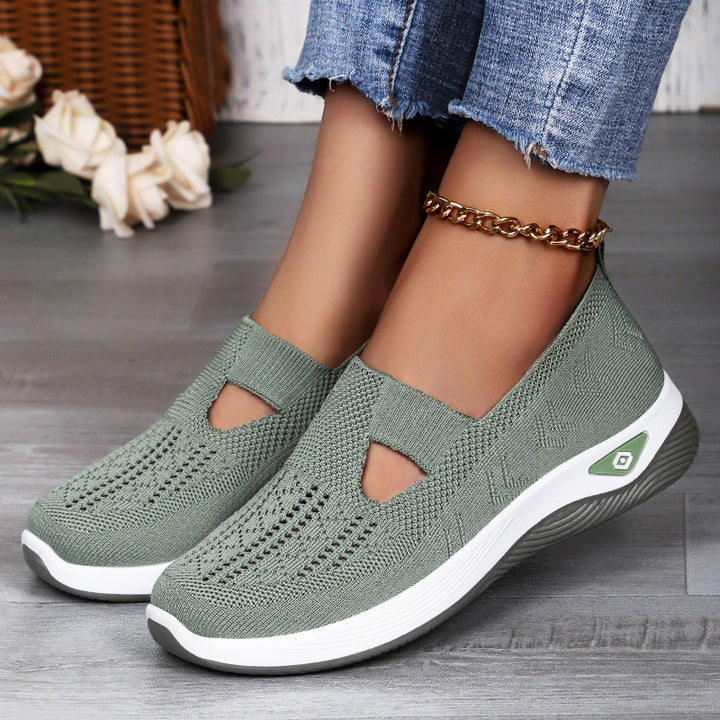 Damen nan leichte atmungsaktive Strickslipper mit Memoryschaum und rutschfester Laufsohle Drune
