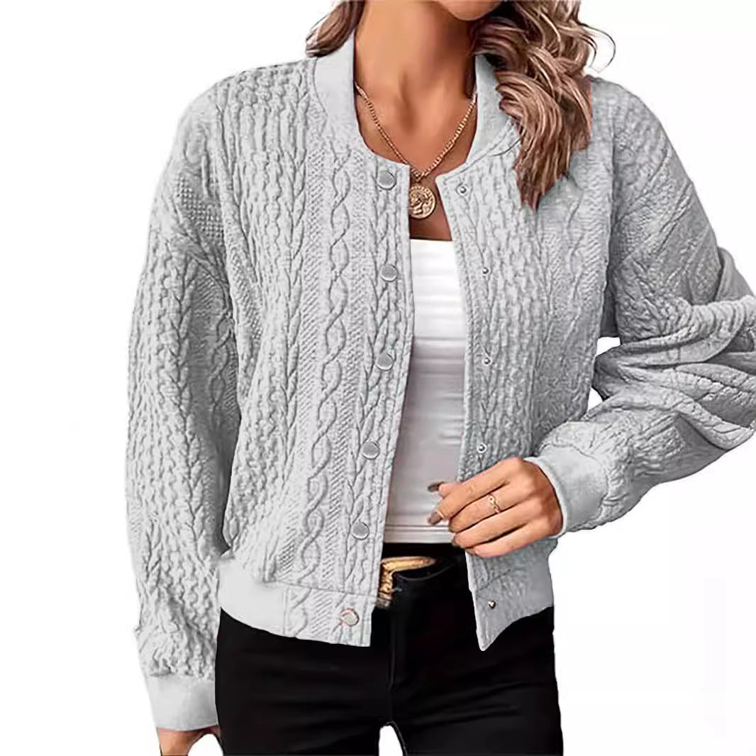 Damen Strickjacke im modernen Zopfmuster mit Druckknopfverschluss Drune