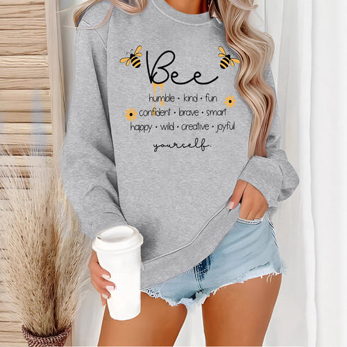 Damen Sweatshirt mit inspirierendem Bienenmotiv und positiven Affirmationen Drune