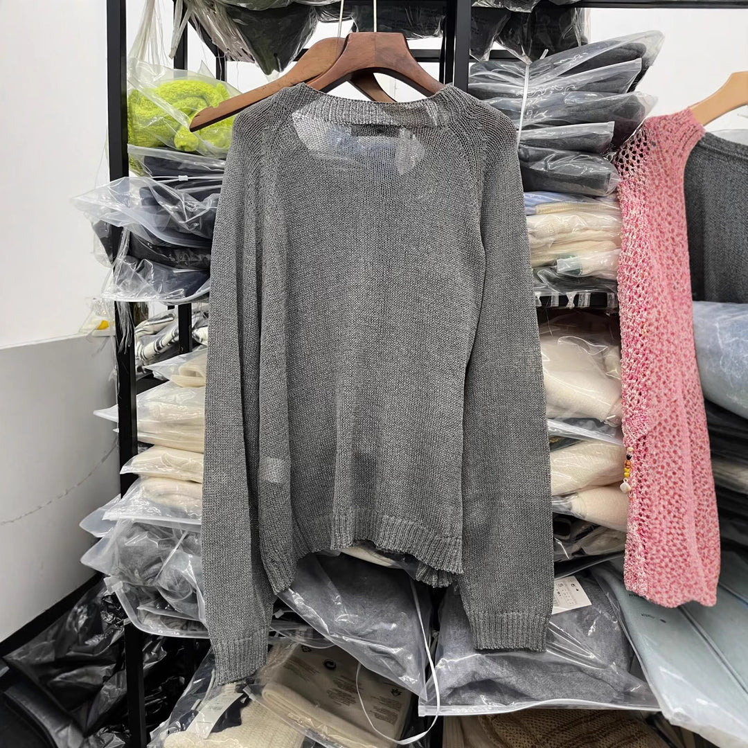 Damen lässiger Pullover mit Knopfdetails Drune