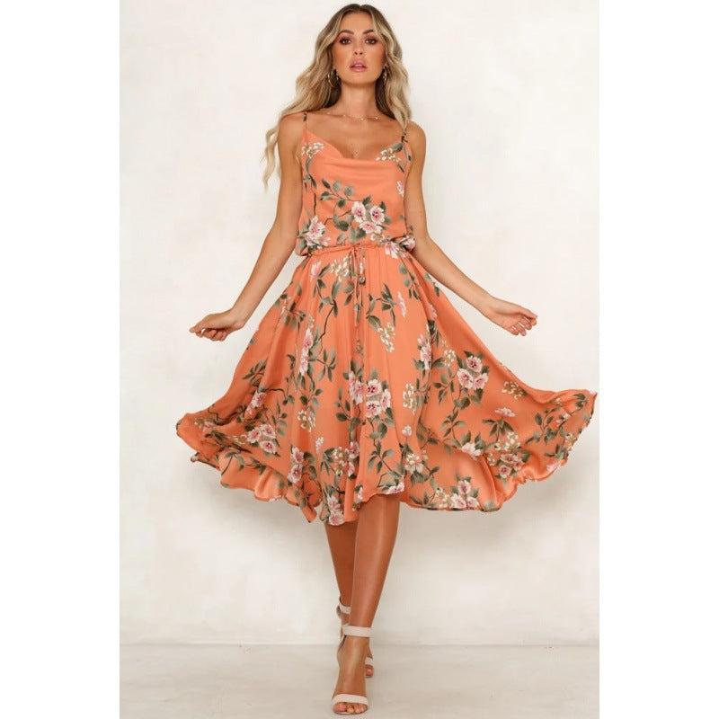Damen Midikleid mit floralem Muster und luftiger Silhouette Drune