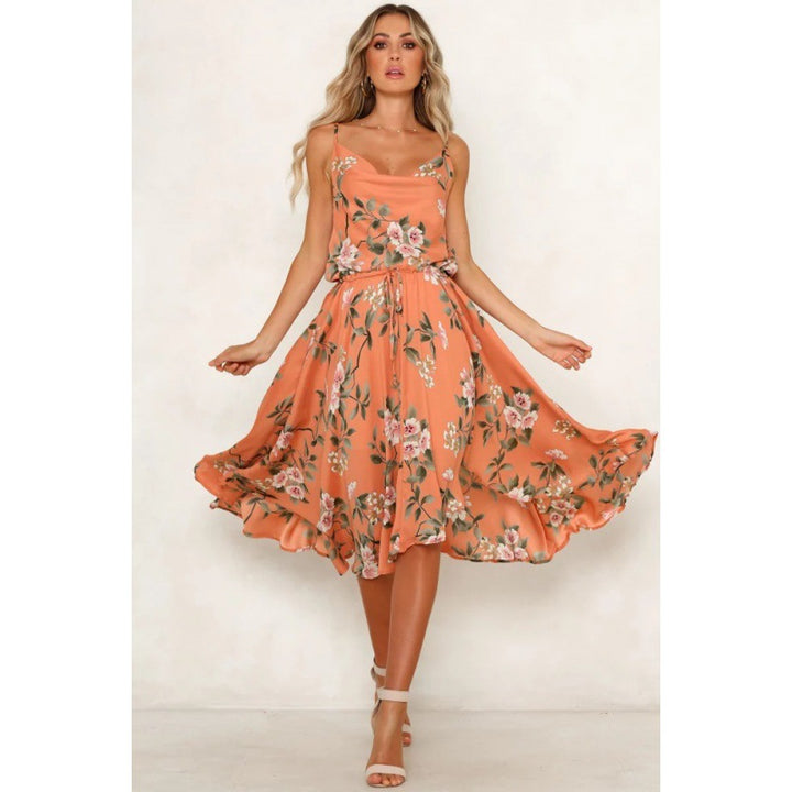 Damen Midikleid mit floralem Muster und luftiger Silhouette Drune