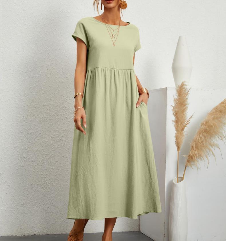 Damen lässiges Midikleid mit elegantem Schnitt und praktischen Taschen Drune