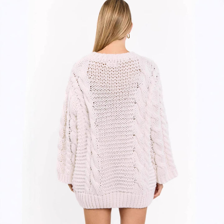 Damen kuscheliger Grobstrickpullover mit modernem Zopfmuster und lässiger Passform Drune