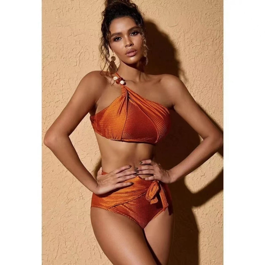 Damen Bikini-Set mit asymmetrischem Oberteil und elegantem Wickelrock Drune