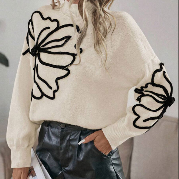 Damen Strickpullover mit floralem 3D-Design Drune