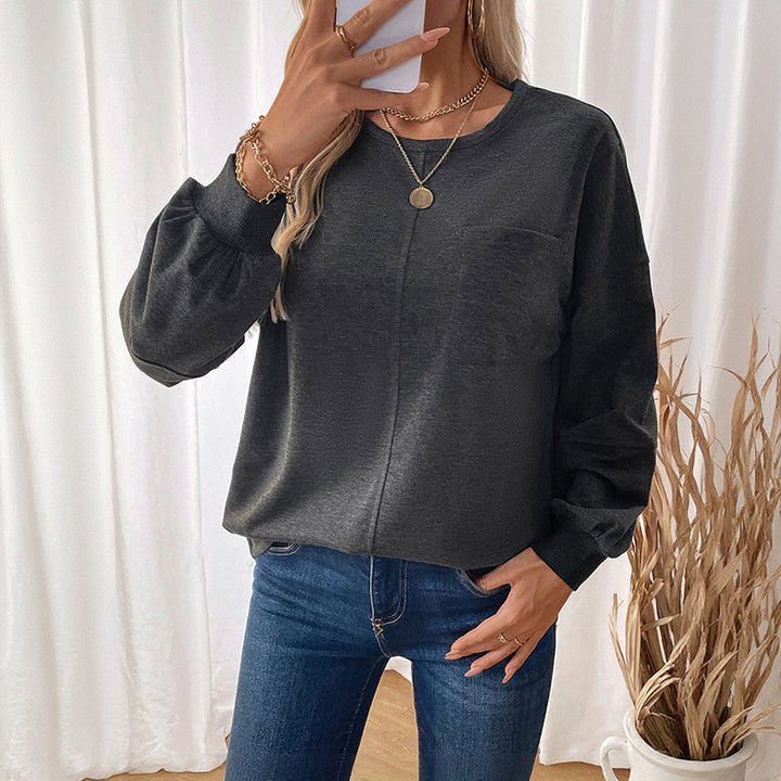 Damen bequeme Langarmshirt mit modischem Rundhals und lässigem Schnitt Drune