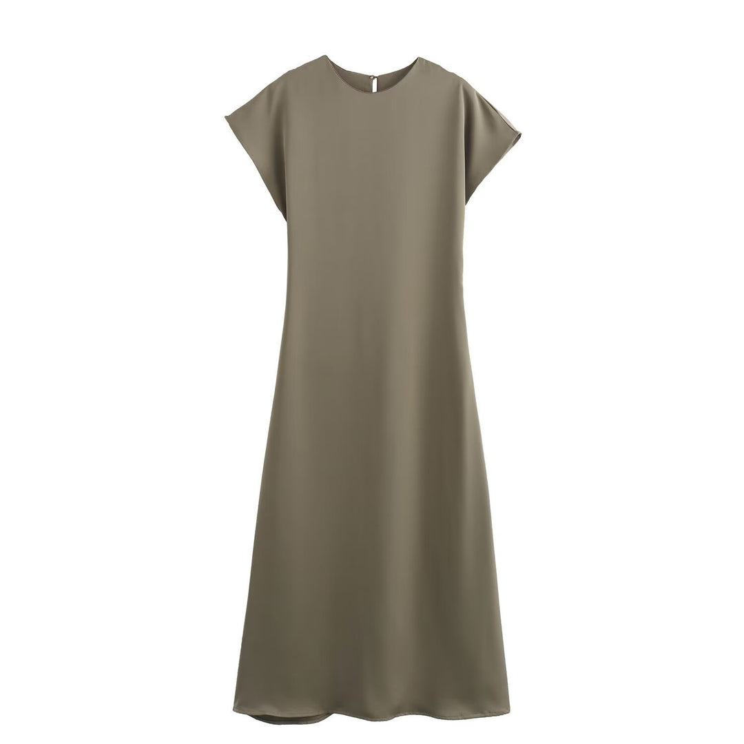Damen elegantes Maxikleid mit fließendem Schnitt und modernem V-Ausschnitt Drune