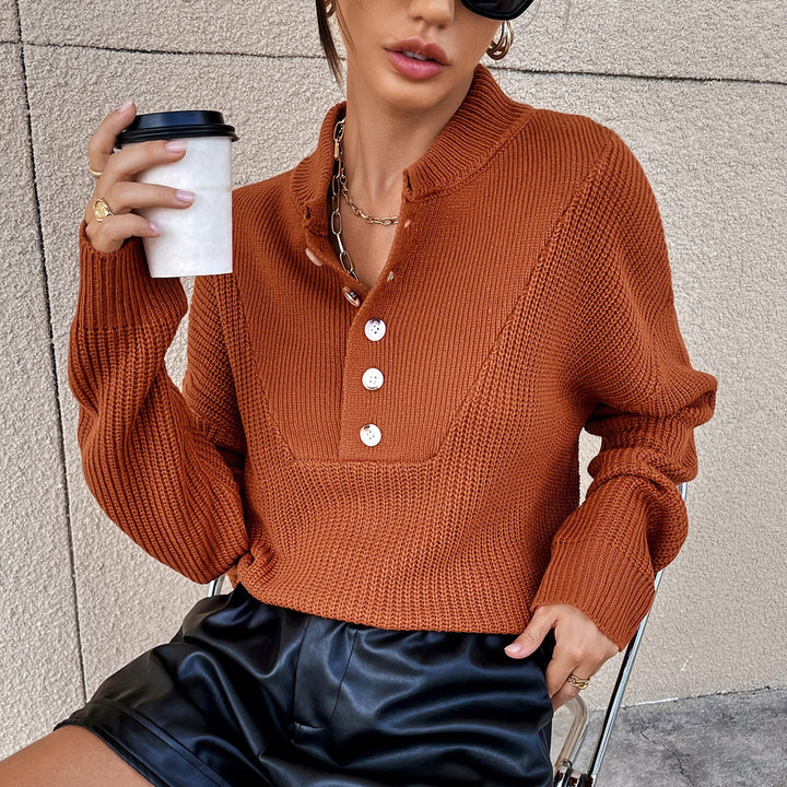 Damen Strickpullover mit Knopfleiste und strukturiertem Design Drune