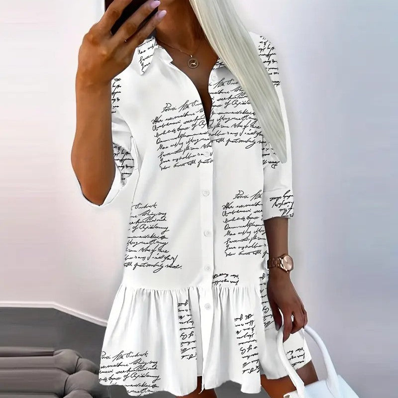Damen lässiges Hemdblusenkleid mit gestreiftem Karomuster Drune