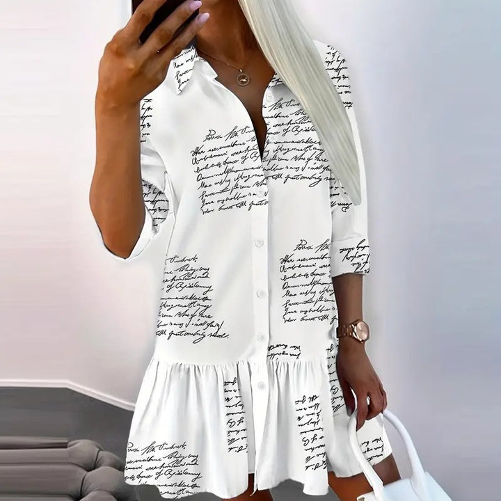 Damen lässiges Hemdblusenkleid mit gestreiftem Karomuster Drune