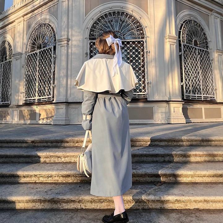 Damen modischer Trenchcoat mit kontrastierendem Farbdesign und eleganten Details Drune