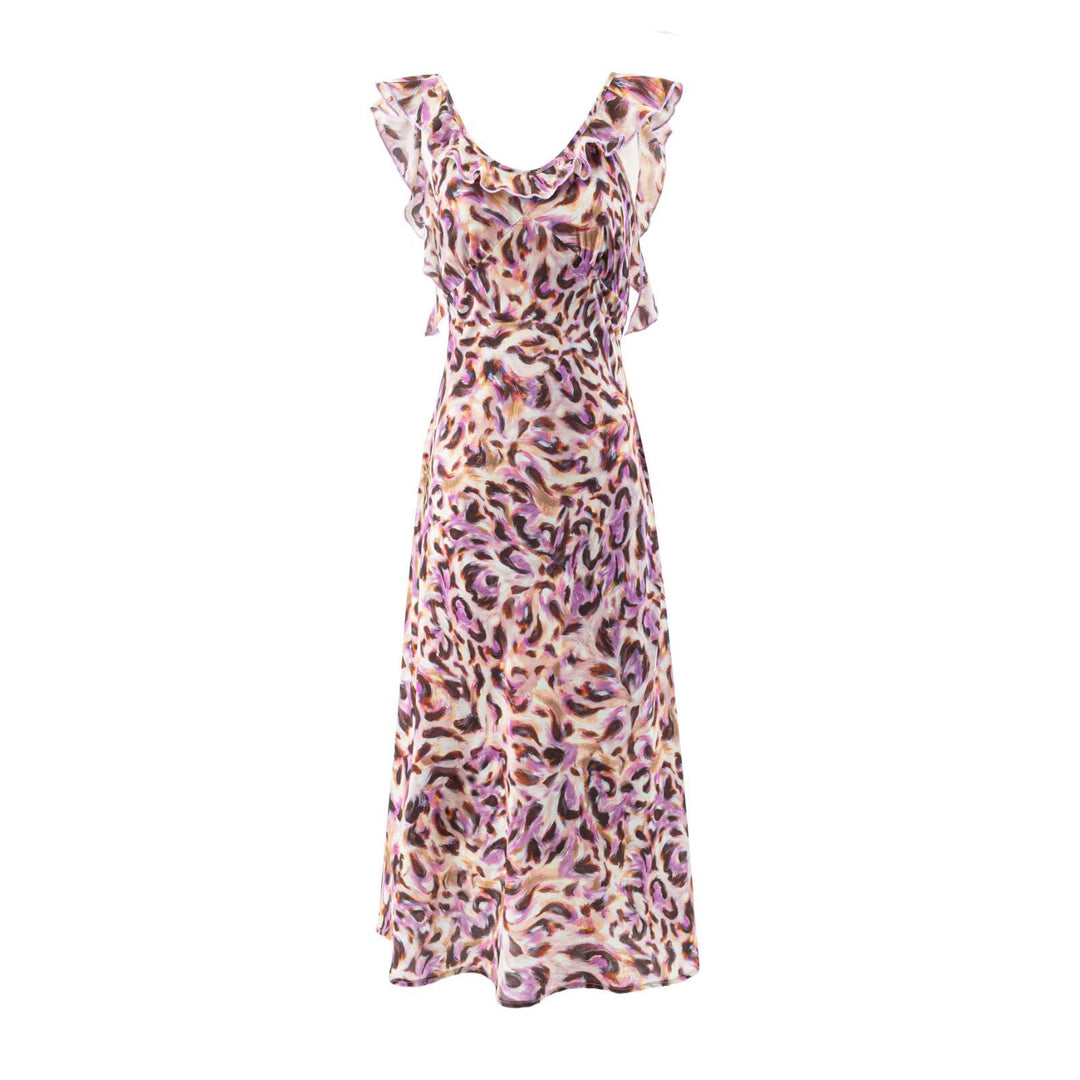 Damen Maxikleid mit elegantem Rüschensaum und floralem Muster Drune