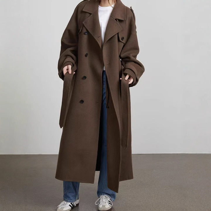 Damen eleganter und stylischer Trenchcoat mit taillierbarem Gürtel Drune