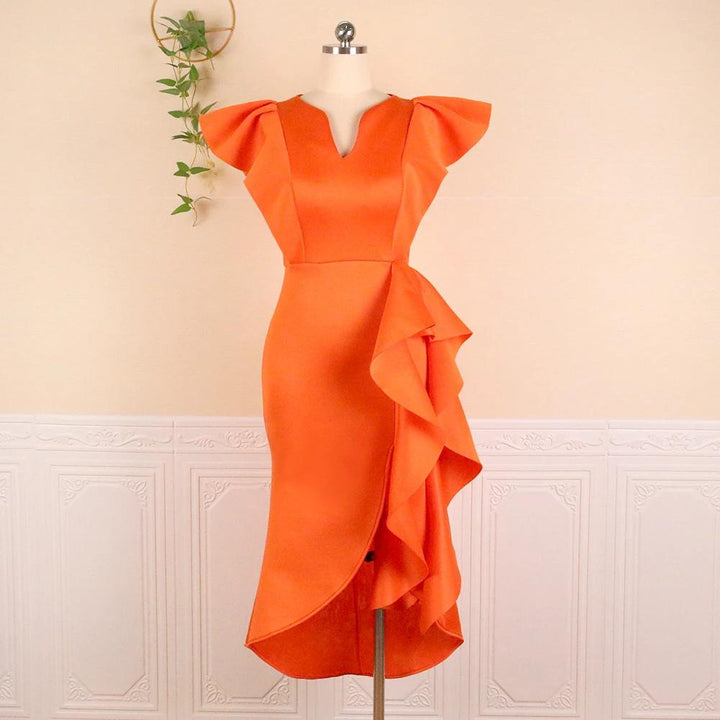 Damen Elegantes Wickelkleid mit voluminösen Drapierungen Drune