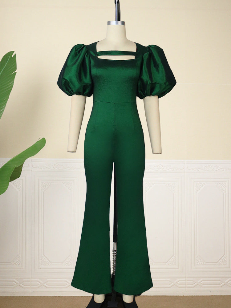 Damen Jumpsuit mit voluminösen Puffärmeln und tailliertem Design Drune