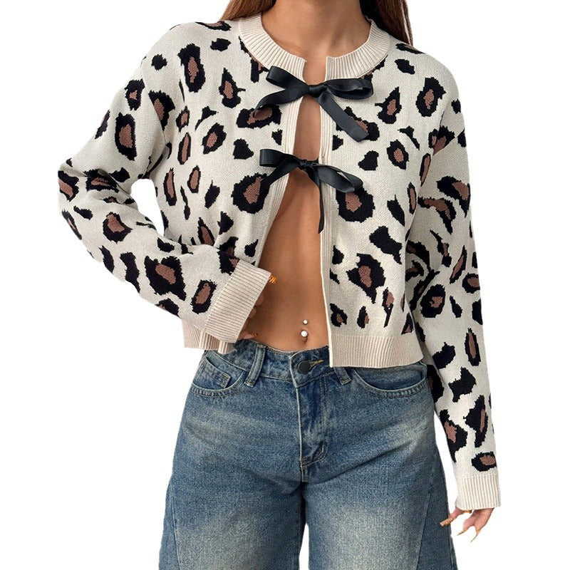 Damen Trendiger Cardigan mit verspielten Schleifen Drune