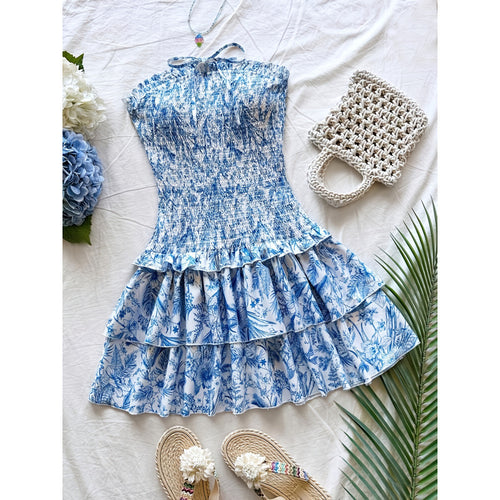 Damen Sommerkleid mit Rüschen und floralen Details Drune