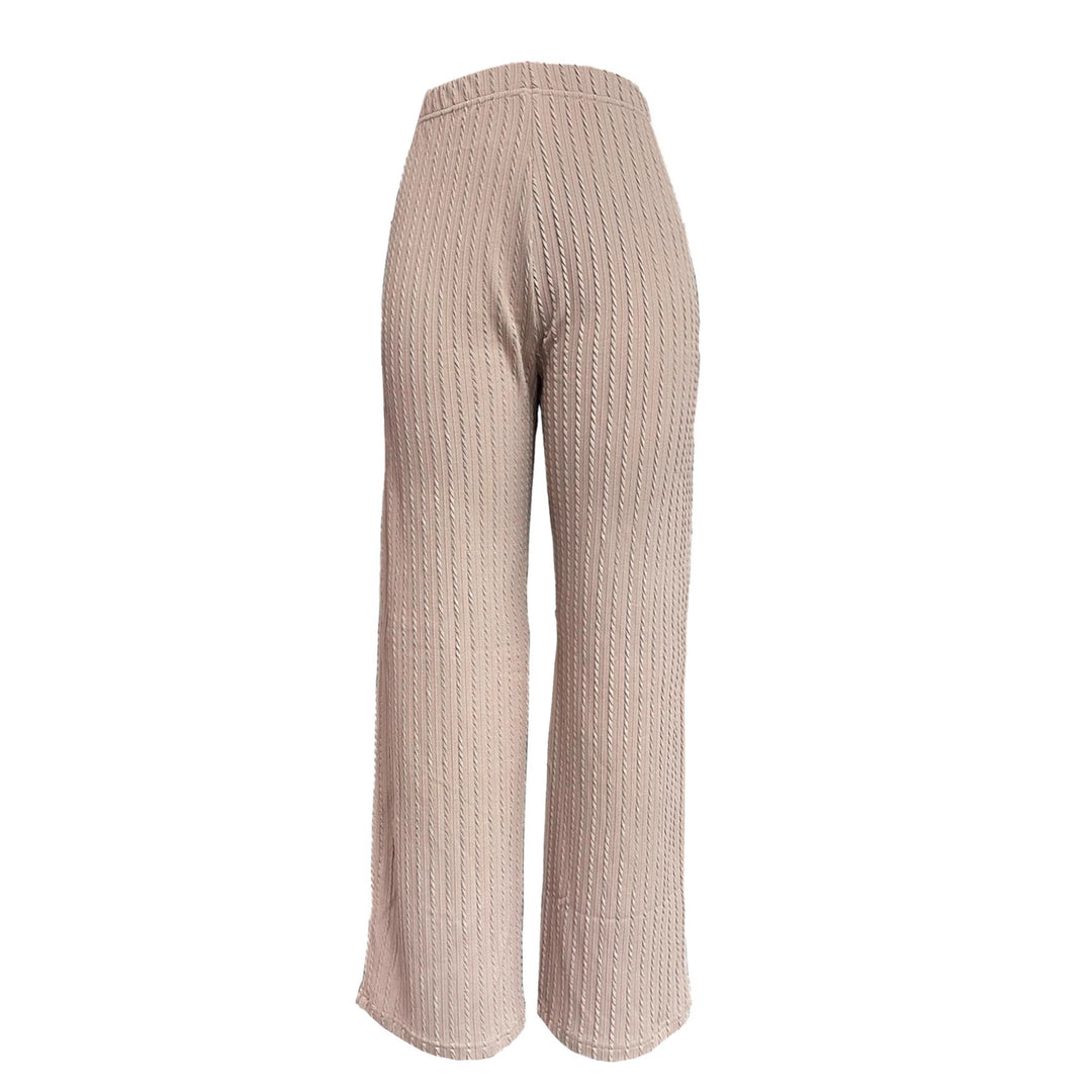 Damen weite Rippstrick-Hose mit hohem Bund und seitlichen Eingrifftaschen Drune