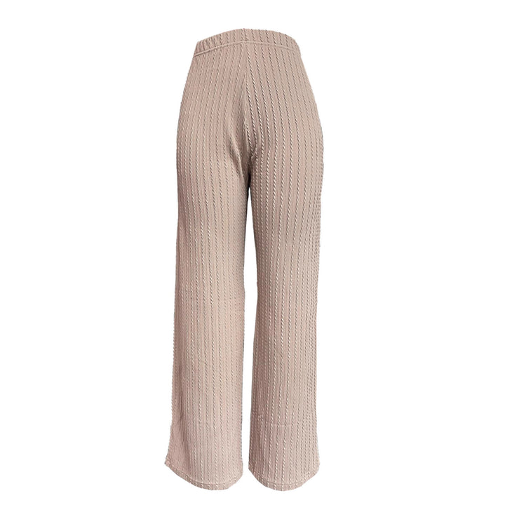 Damen weite Rippstrick-Hose mit hohem Bund und seitlichen Eingrifftaschen Drune