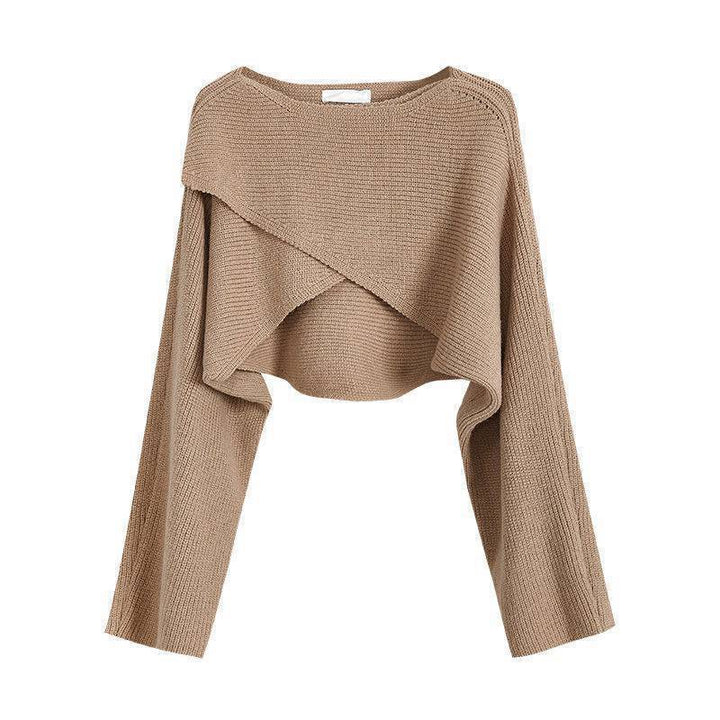 Damen lässiger Cropped-Pullover mit asymmetrischem Schnitt und strukturierter Oberfläche Drune