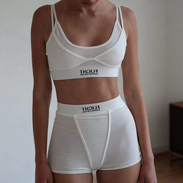 Damen Sportliches Unterwäsche-Set mit modischem Crop-Top und bequemen Shorts Drune