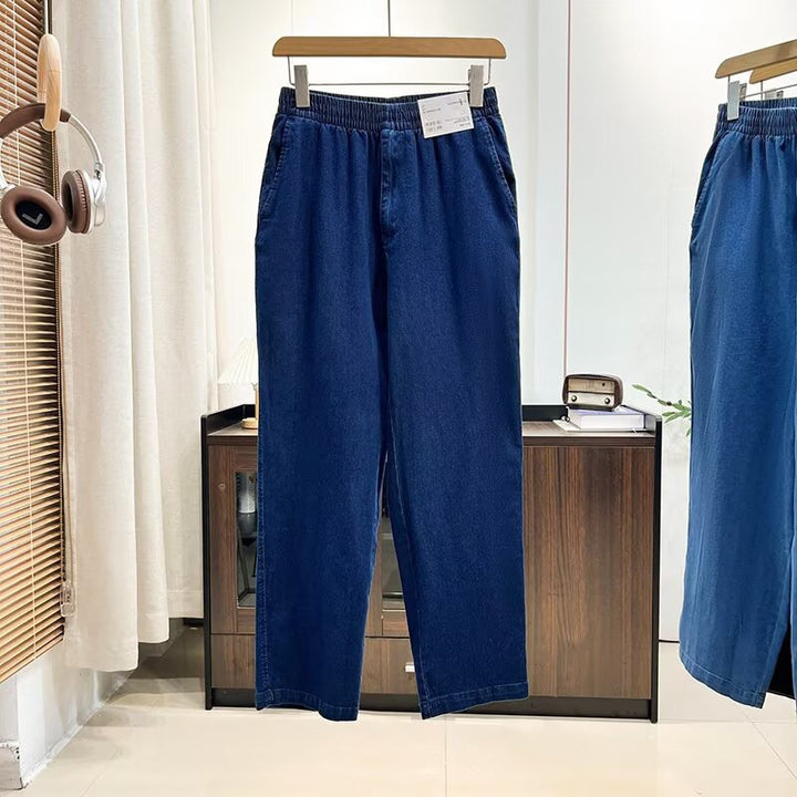 Damen Bequeme weit geschnittene Jeanspants mit elastischem Bund Drune