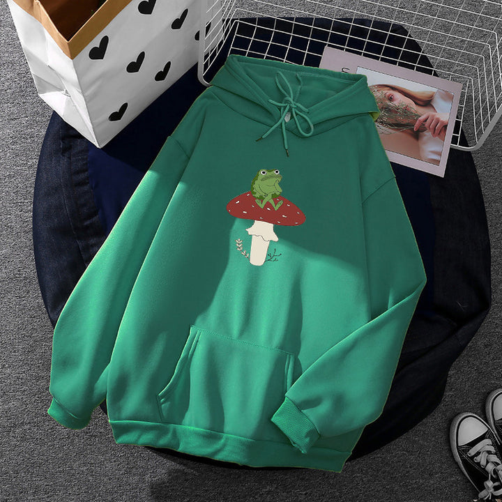 Damen Hoodie mit einzigartigem Frosch-Motiv Drune