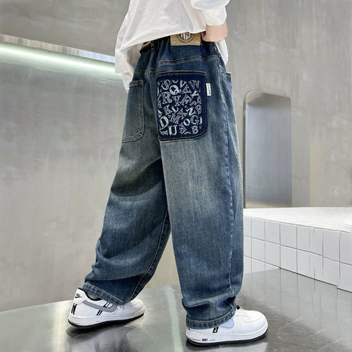 Damen lässige Baggy-Jeans mit einzigartigem Taschen-Design Drune