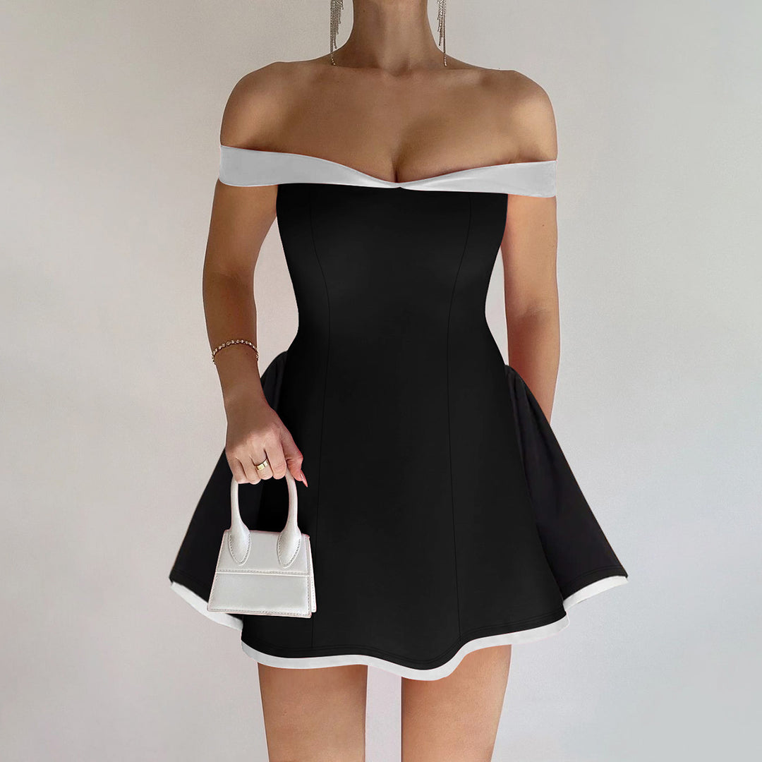 Damen Offshoulder Mini Kleid mit verspieltem Schnitt Drune