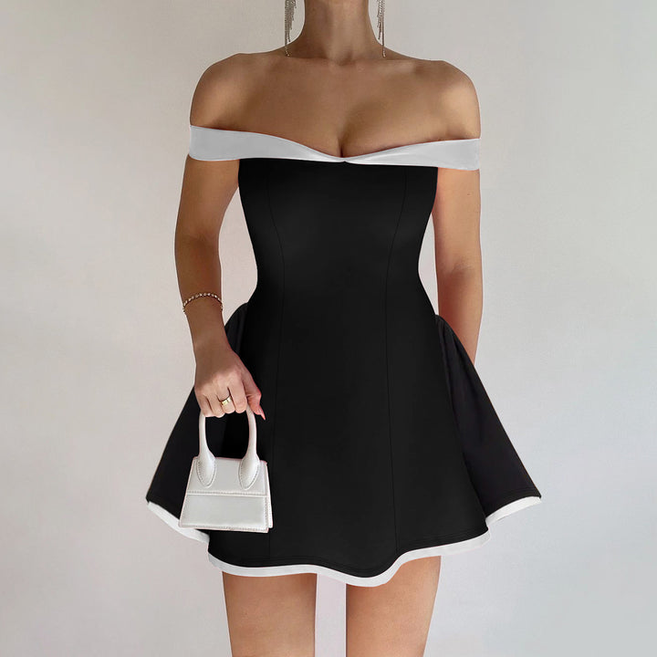 Damen Offshoulder Mini Kleid mit verspieltem Schnitt Drune