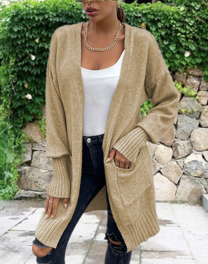 Damen Strickjacke mit geripptem Saum und praktischen Taschen Drune