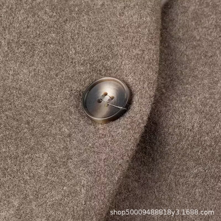 Damen elegante Langarmjacke mit V-Ausschnitt und schlichten Knopfdetails Drune