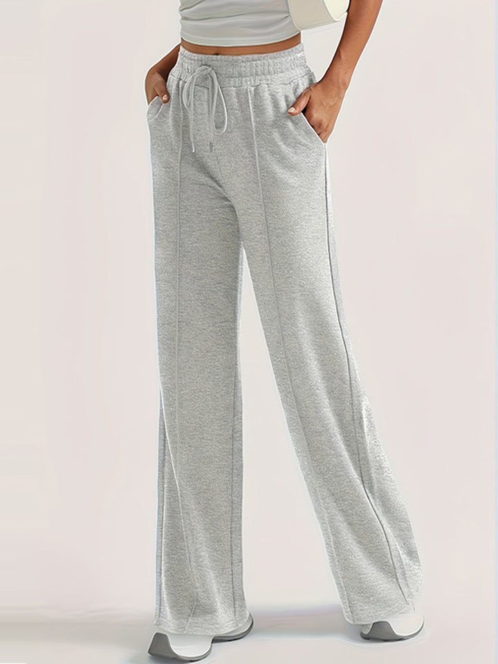 Damen lockere Sweatpants mit seitlichen Taschen und elastischem Bund Drune