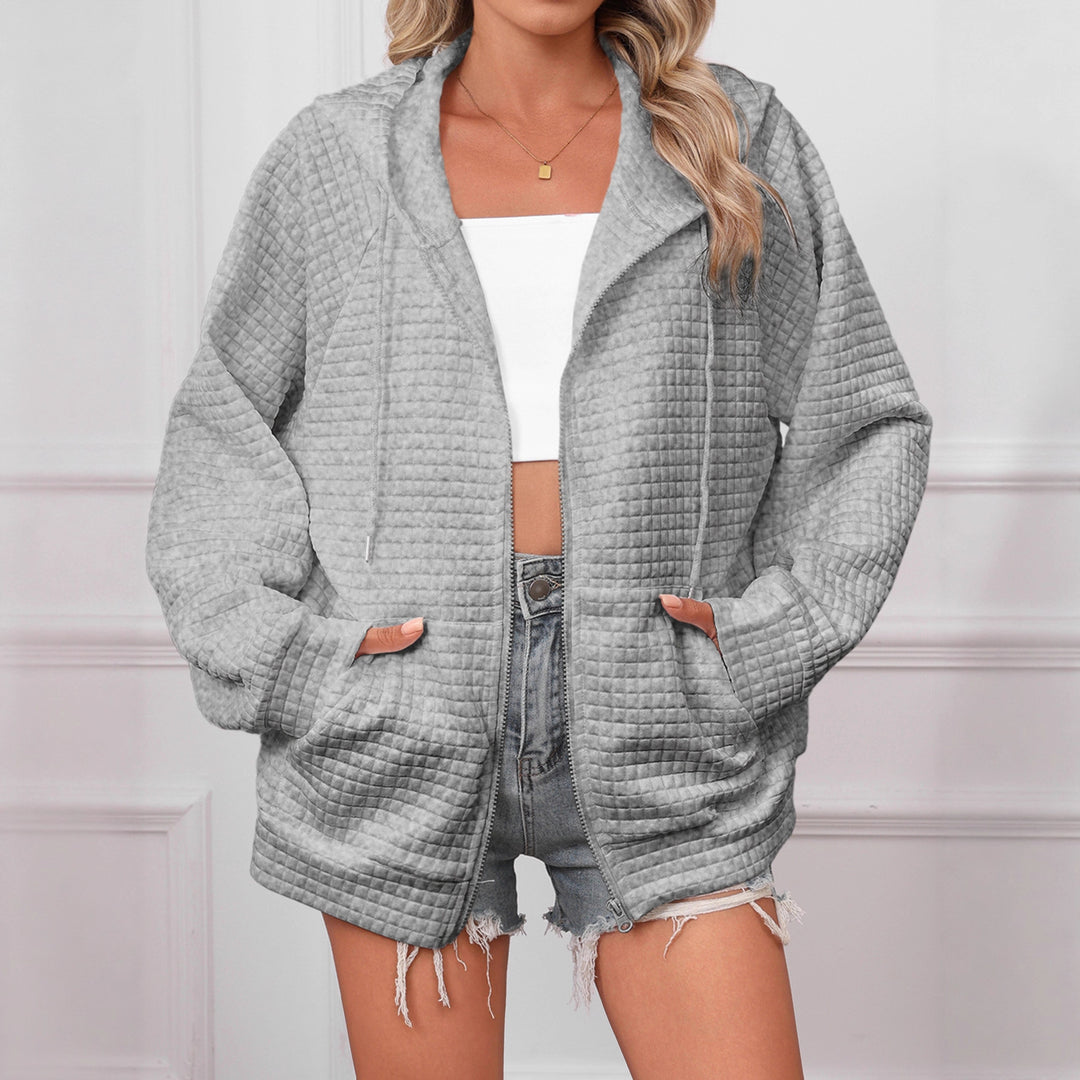 Damen Oversized Kapuzenjacke aus strukturiertem Material Drune