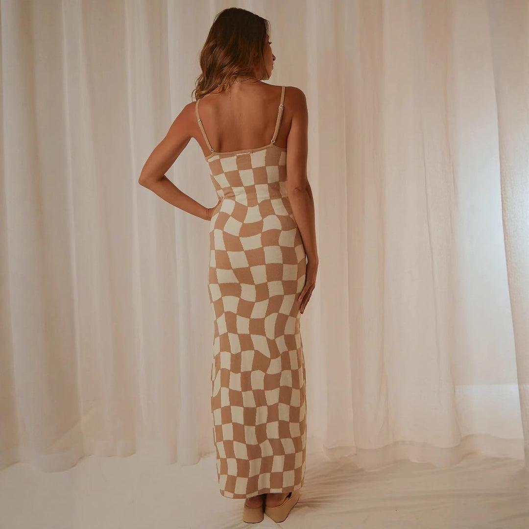 Damen Designer-Midi-Kleid mit stilvollem Grafikmuster Drune