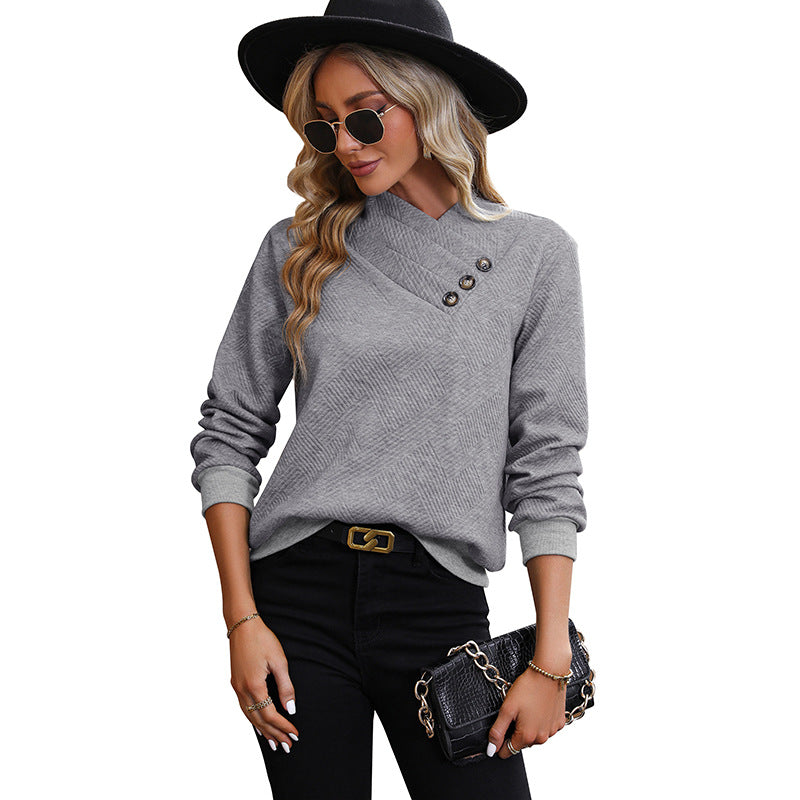 Damen Sweatshirt mit strukturiertem Design und modischen Knopfdetails Drune