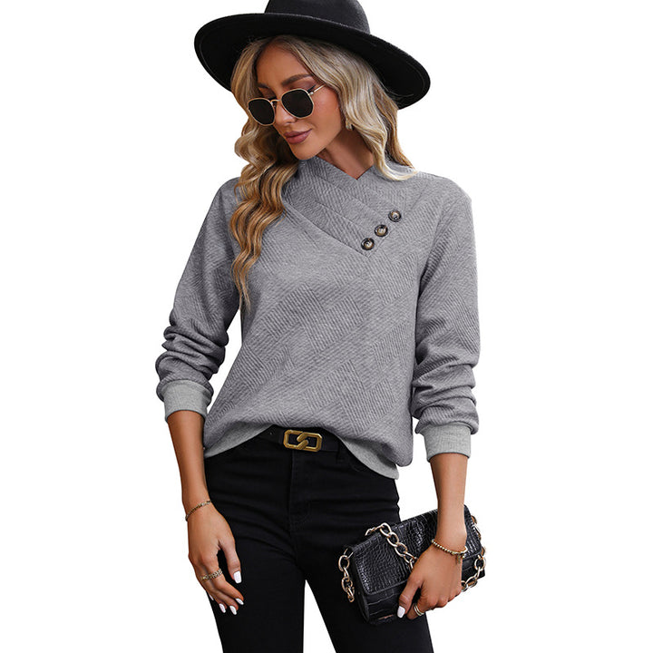 Damen Sweatshirt mit strukturiertem Design und modischen Knopfdetails Drune