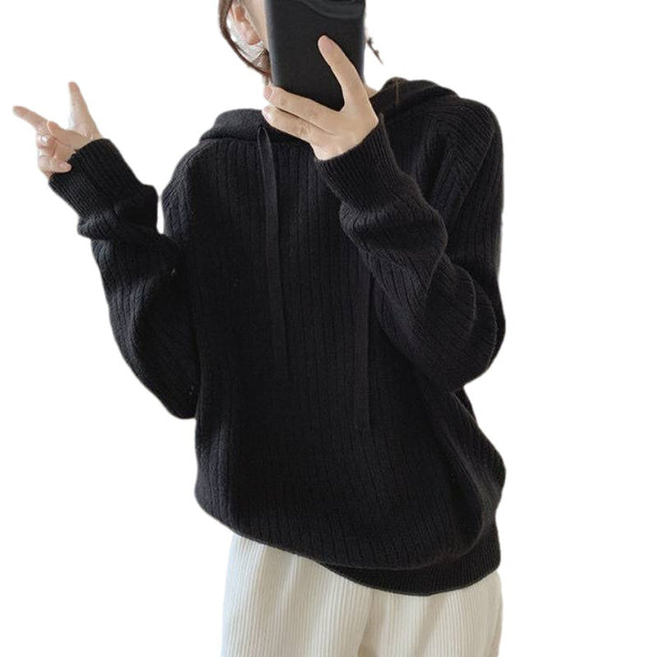 Damen Kapuzenpullover mit feiner Rippstruktur und lässigem Schnitt Drune