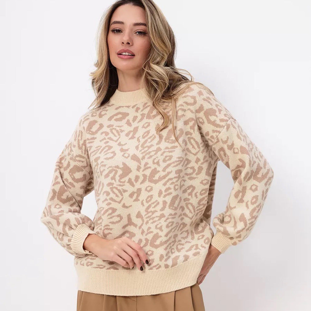 Damen Grobstrickpullover im wilden Leo-Design mit lässigem Schnitt Drune