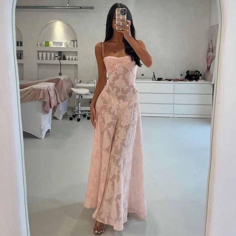 Damen Maxikleid mit elegantem Spitzenbesatz und verführerischem Schnitt Drune