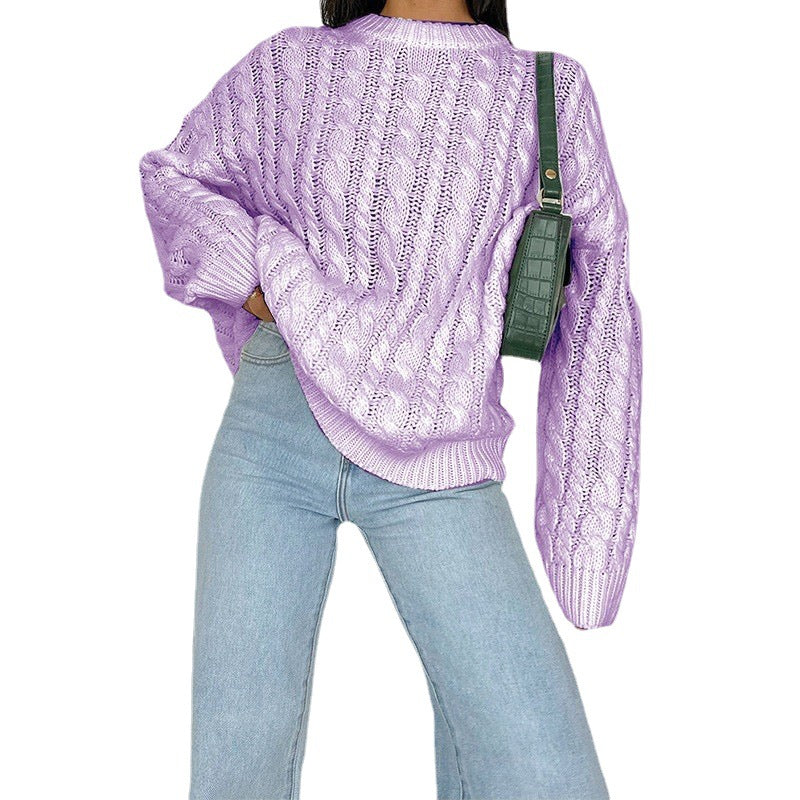 Damen Grobstrickpullover mit raffiniertem Zopfmuster aus weichem Material Drune