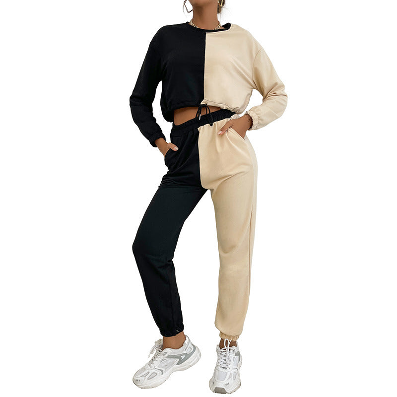 Damen Sportliches Freizeit-Set mit kreativem Farbblock-Design Drune